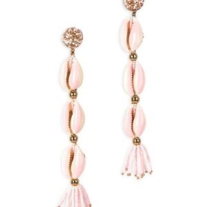 Deepa Gurnani Anise Bead & Shell Linear Drop Earrings